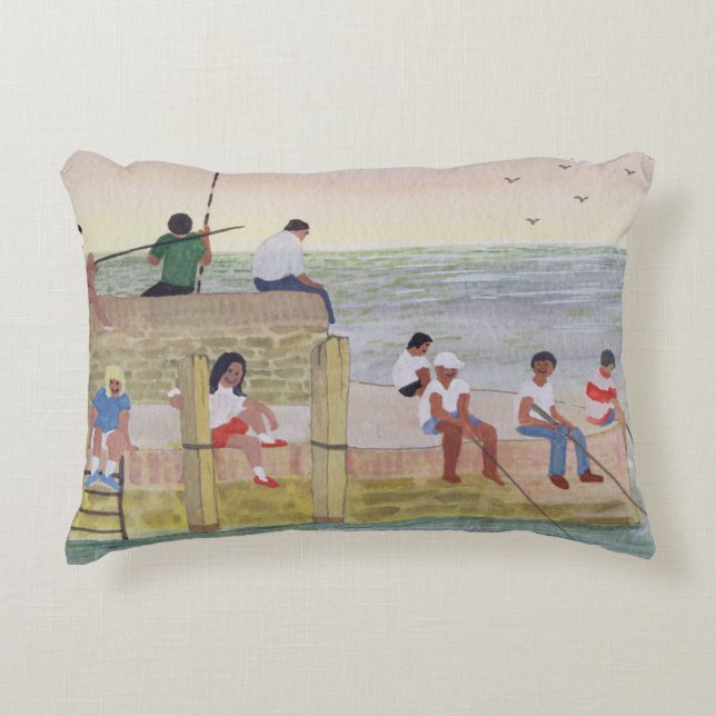 Twilight Fishing 1988 Decorative Cushion (Front)