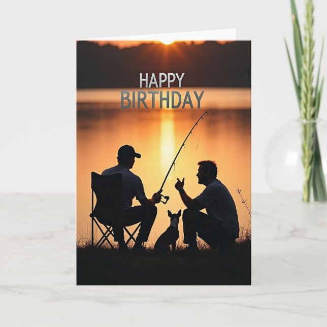 Twilight Fishing Birthday Card (Front)