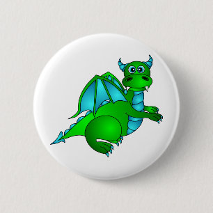 Twilight Flight - Cute Green & Blue Dragon 6 Cm Round Badge