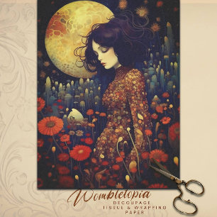 Twilight Floral Fantasy Art Nouveau Portrait  Tissue Paper