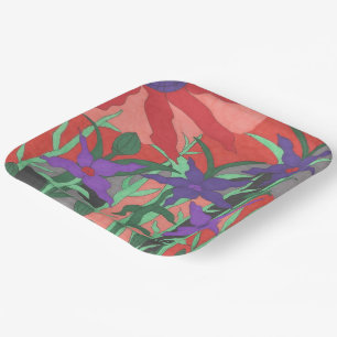 Twilight Floral Garden Paper Plate