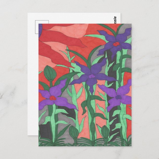 Twilight Floral Garden Postcard (Front/Back)