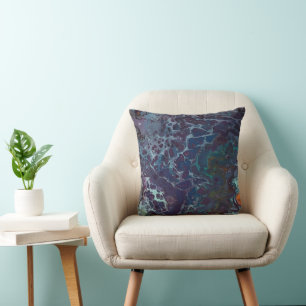 Twilight Flow, Dark Purple to Azure Blue Cells Cushion