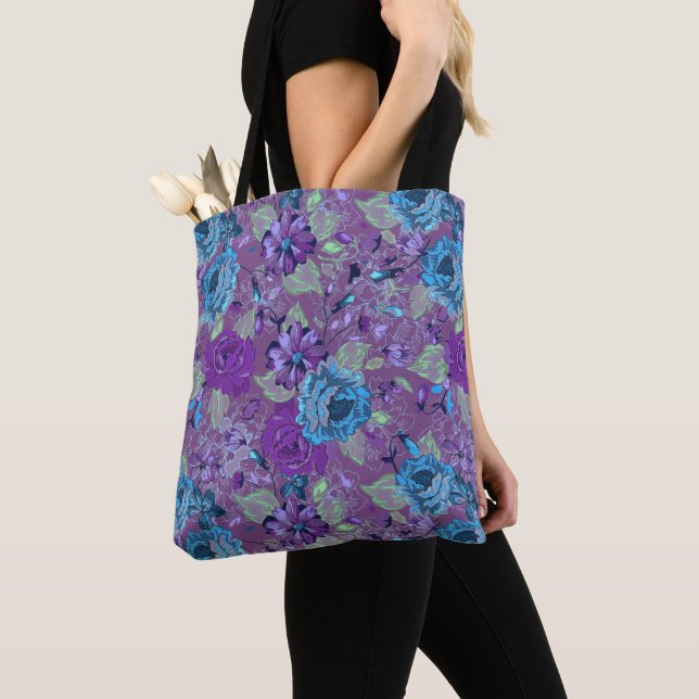 Twilight Flower Garden Tote Bag (Close Up)