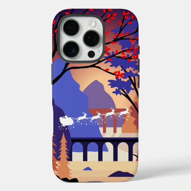 Twilight Forest Christmas Santa Sleigh Case-Mate iPhone Case (Back)