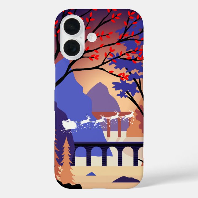 Twilight Forest Christmas Santa Sleigh Case-Mate iPhone Case (Back)