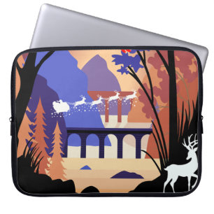 Twilight Forest Christmas Santa Sleigh Laptop Sleeve