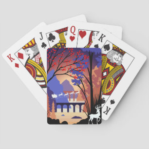 Twilight Forest Christmas Santa Sleigh Playing Cards