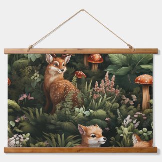 Twilight Forest Friends Botanical Hanging Tapestry