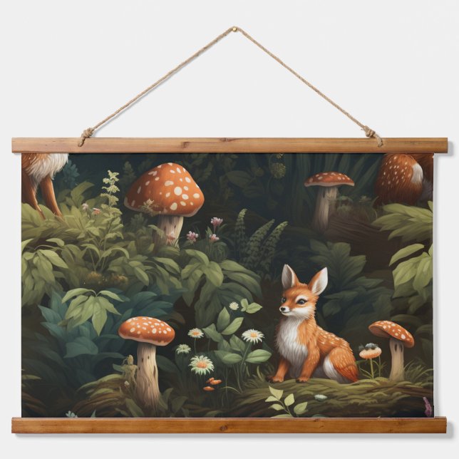 Twilight Forest Friends Botanical Hanging Tapestry (Front)