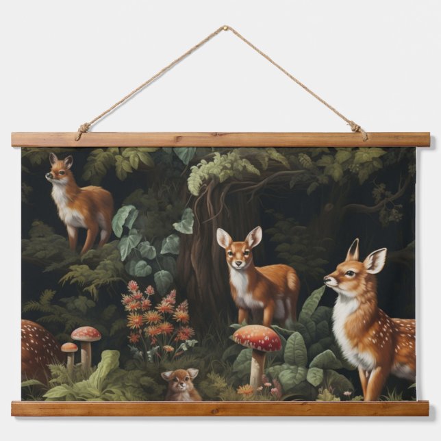 Twilight Forest Friends Botanical Hanging Tapestry (Front)