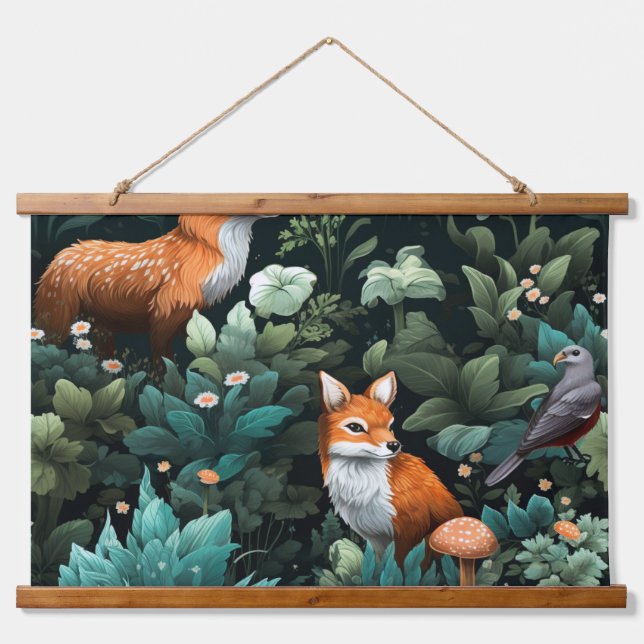 Twilight Forest Friends Botanical Hanging Tapestry (Front)