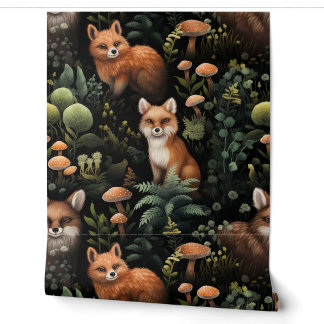 Twilight Forest Friends Botanical Wallpaper
