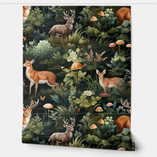 Twilight Forest Friends Botanical Wallpaper