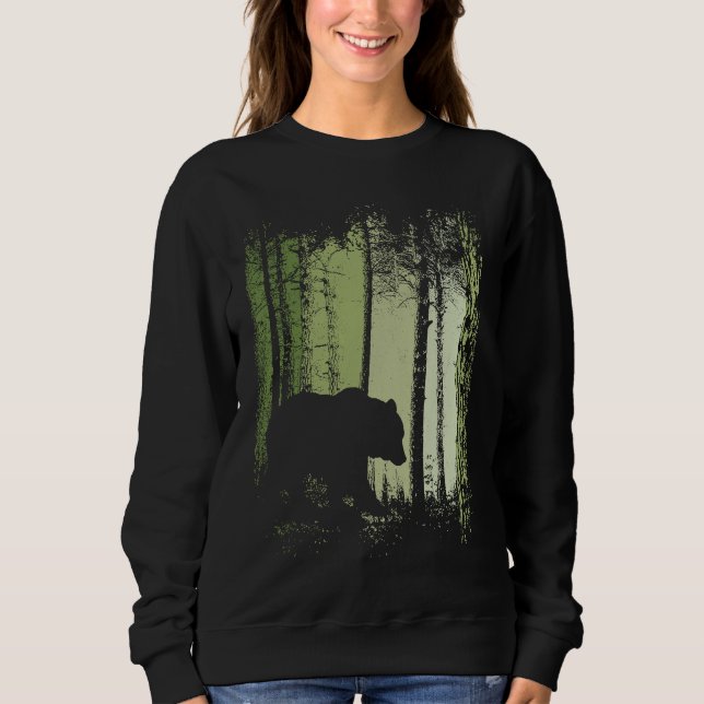 Twilight Forest Outdoor Romantic Grizzly Bear Silh Sweatshirt (Front)