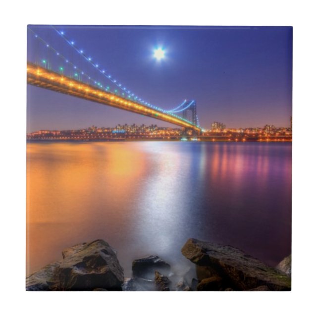 Twilight, George Washington BridgePalisades, NJ. Ceramic Tile (Front)