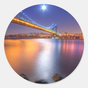 Twilight, George Washington BridgePalisades, NJ. Classic Round Sticker
