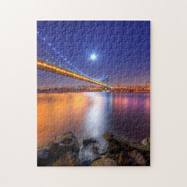 Twilight, George Washington BridgePalisades, NJ. Jigsaw Puzzle (Vertical)