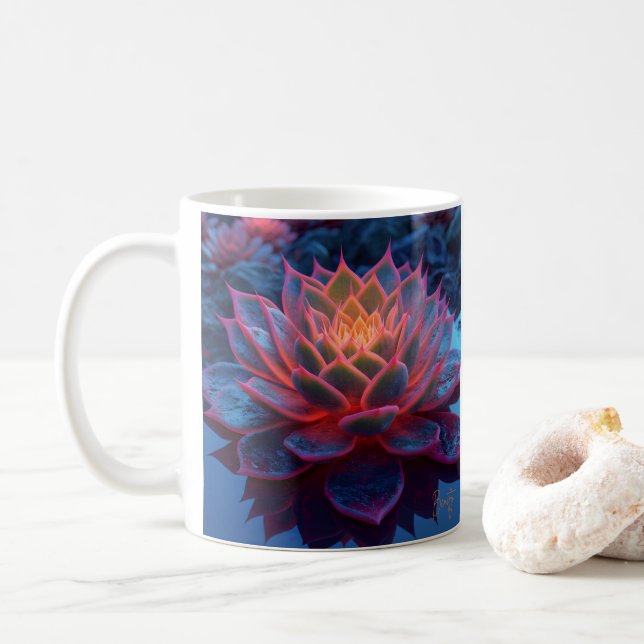 Twilight Glow Purple Succulent  Coffee Mug (With Donut)