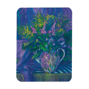 Twilight & Goldenrod Wildflowers Pastel Painting Magnet