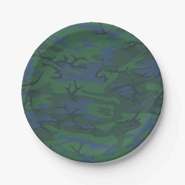 Twilight Green Camo Paper Plate (Front)