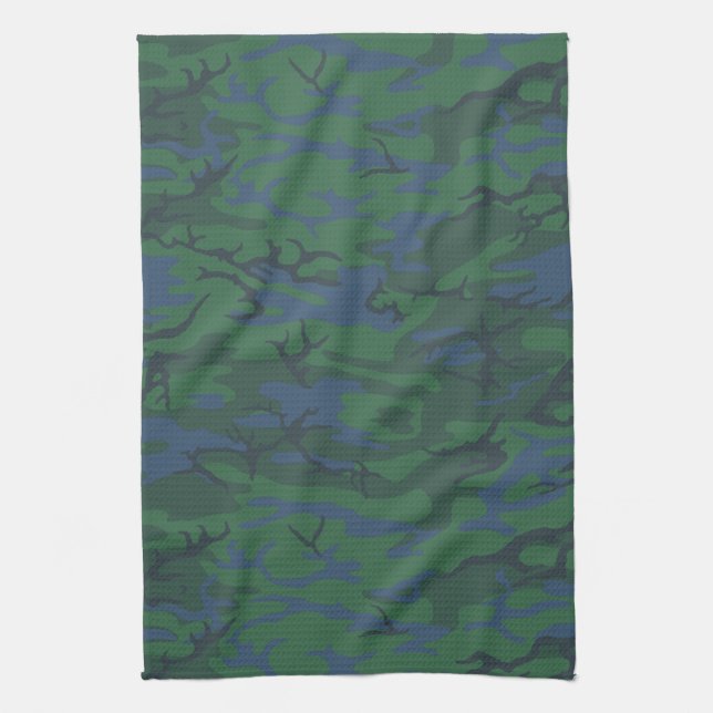 Twilight Green Camo Tea Towel (Vertical)