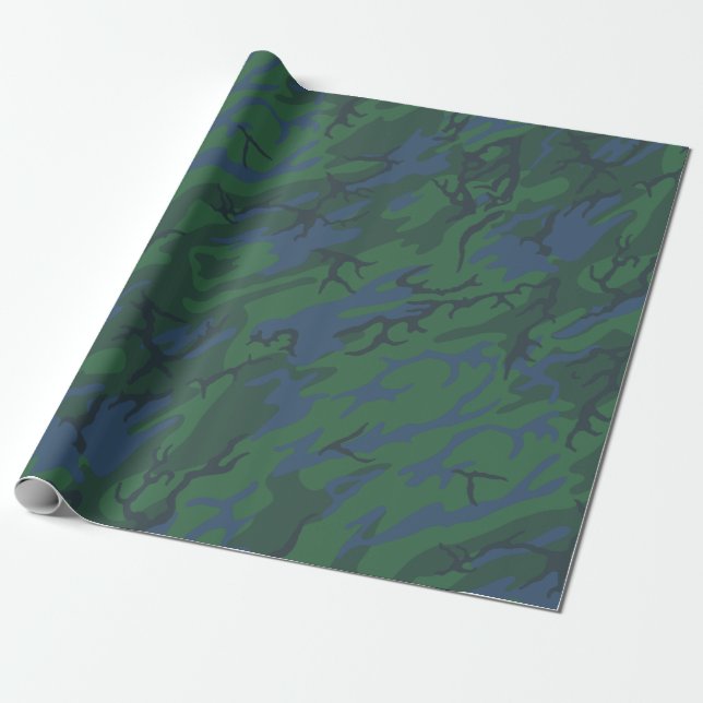 Twilight Green Camo Wrapping Paper (Unrolled)