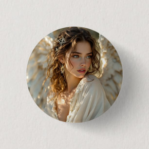 Twilight Guardian – Angel of Gilded Wings 3 Cm Round Badge