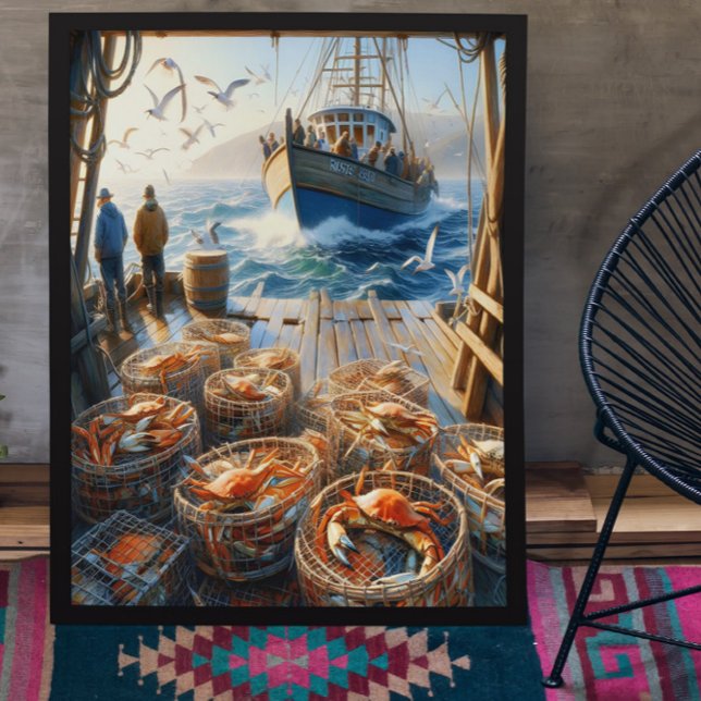 Twilight Harvest Fishermen Collecting Crabs 24x36 Poster (Creator Uploaded)