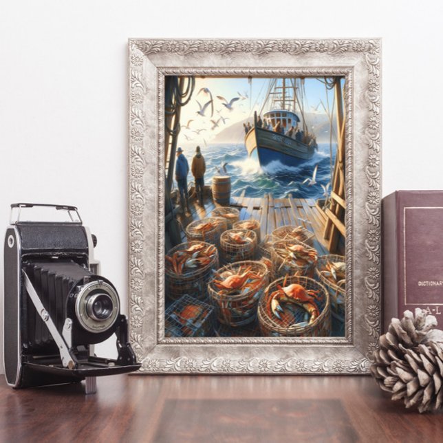 Twilight Harvest Fishermen Collecting Crabs 8x10 Poster (Creator Uploaded)