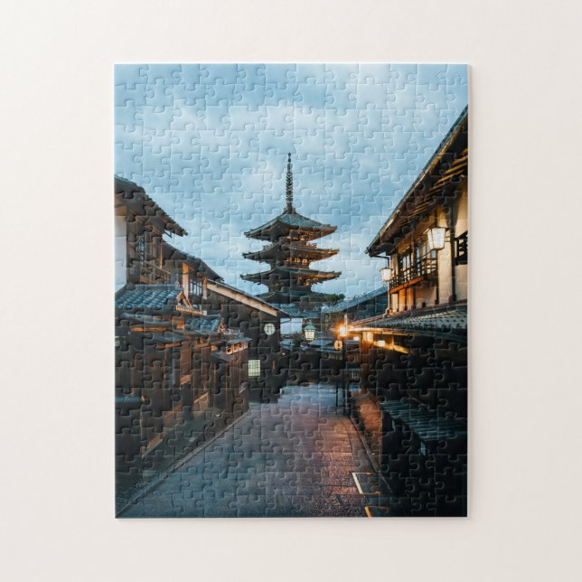 Twilight in Kyoto – Historic Pagoda Street Jigsaw  Jigsaw Puzzle (Vertical)