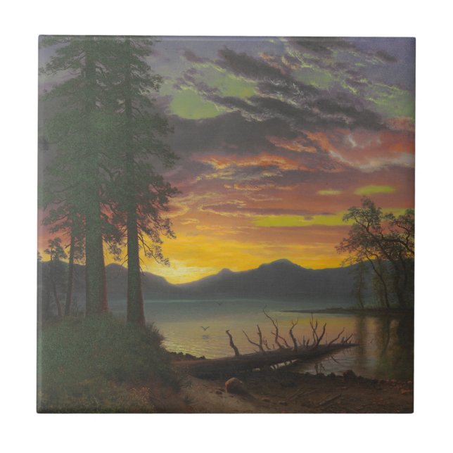 Twilight, Lake Tahoe, c.1870s (oil on canvas) Ceramic Tile (Front)