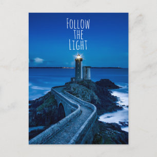 Twilight Lighthouse Follow the Light Postcard