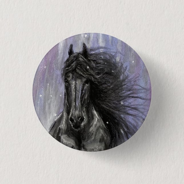TWILIGHT MAGIC Friesian Horse button (Front)