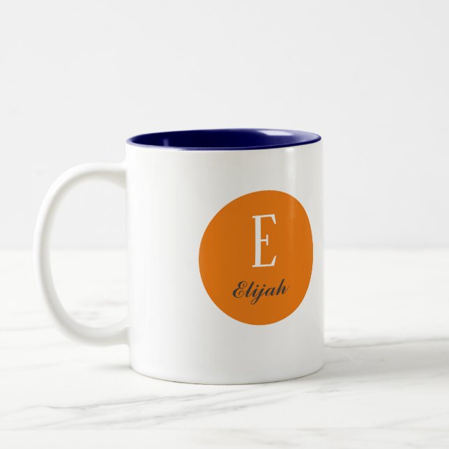 Twilight monogram customised name and initial Two-Tone coffee mug (Left)