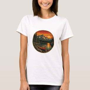 Twilight Mountain Lake Canoe T-Shirt