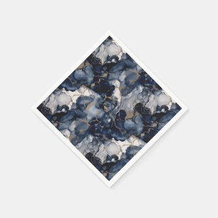 Twilight Navy Blue and Grey with Antique Gold Napkin