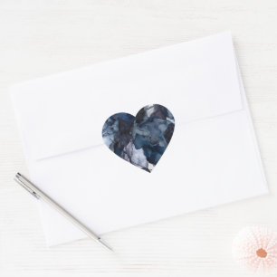 Twilight Navy Blue, Lavender and Grey Alcohol Ink Heart Sticker