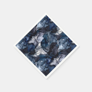 Twilight Navy Blue, Lavender and Grey Alcohol Ink Napkin