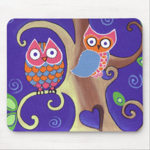Twilight Owls Mouse Pad