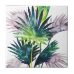 Twilight Palms- Palm Fronds Ceramic Tile<br><div class="desc">"Twilight Palms III" by Grace Popp. Features tropical greenery in a watercolor style.</div>