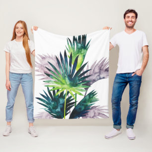 Twilight Palms- Palm Fronds Fleece Blanket