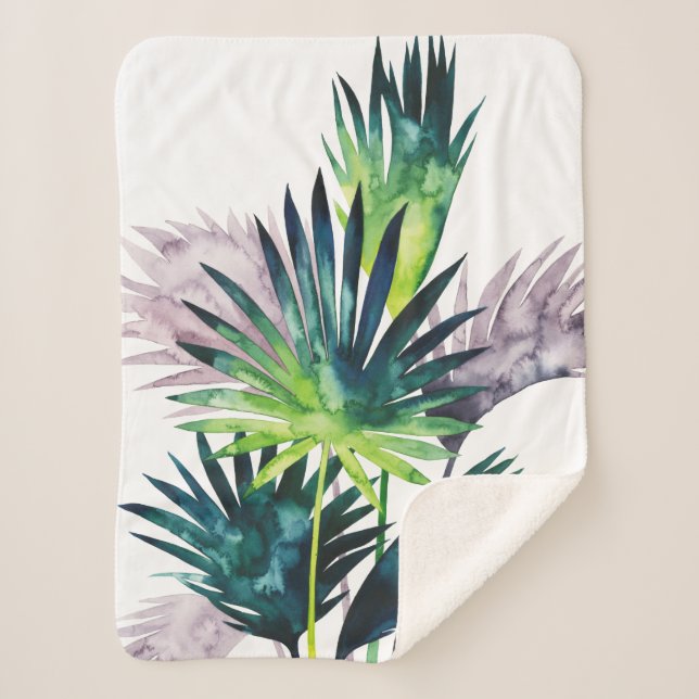 Twilight Palms- Palm Fronds Sherpa Blanket (Front)