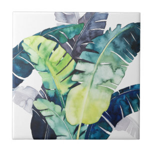 Twilight Palms - Palm Leaves Ceramic Tile