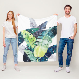 Twilight Palms - Palm Leaves Fleece Blanket