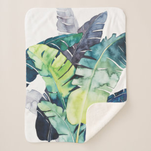 Twilight Palms - Palm Leaves Sherpa Blanket