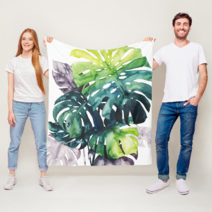 Twilight Palms - Split Leaf Fleece Blanket