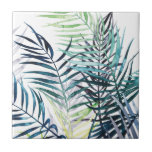 Twilight Palms - Tropical Leaves Ceramic Tile<br><div class="desc">"Twilight Palms I" by Grace Popp. Features tropical greenery in a watercolor style.</div>