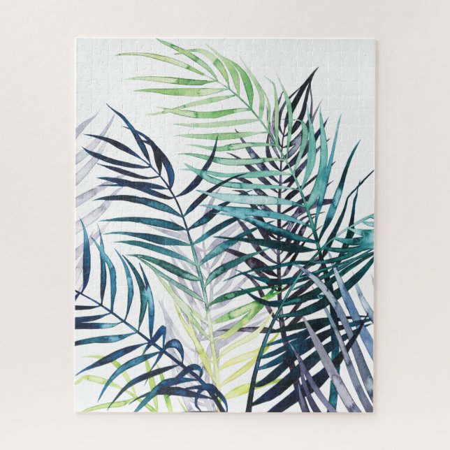 Twilight Palms - Tropical Leaves Jigsaw Puzzle (Vertical)