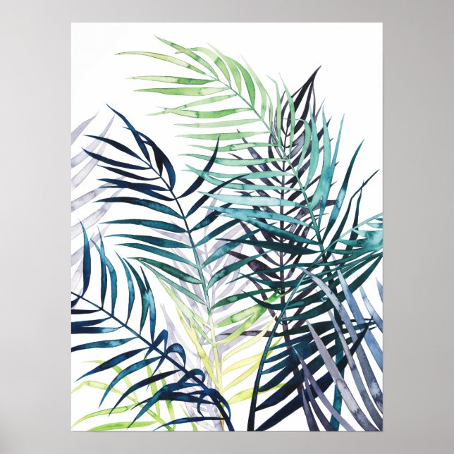 Twilight Palms - Tropical Leaves Poster (Front)